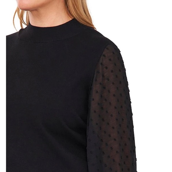 CeCe Tops Nwt Cece Clip Dot Sleeve Sweater Black M Poshmark
